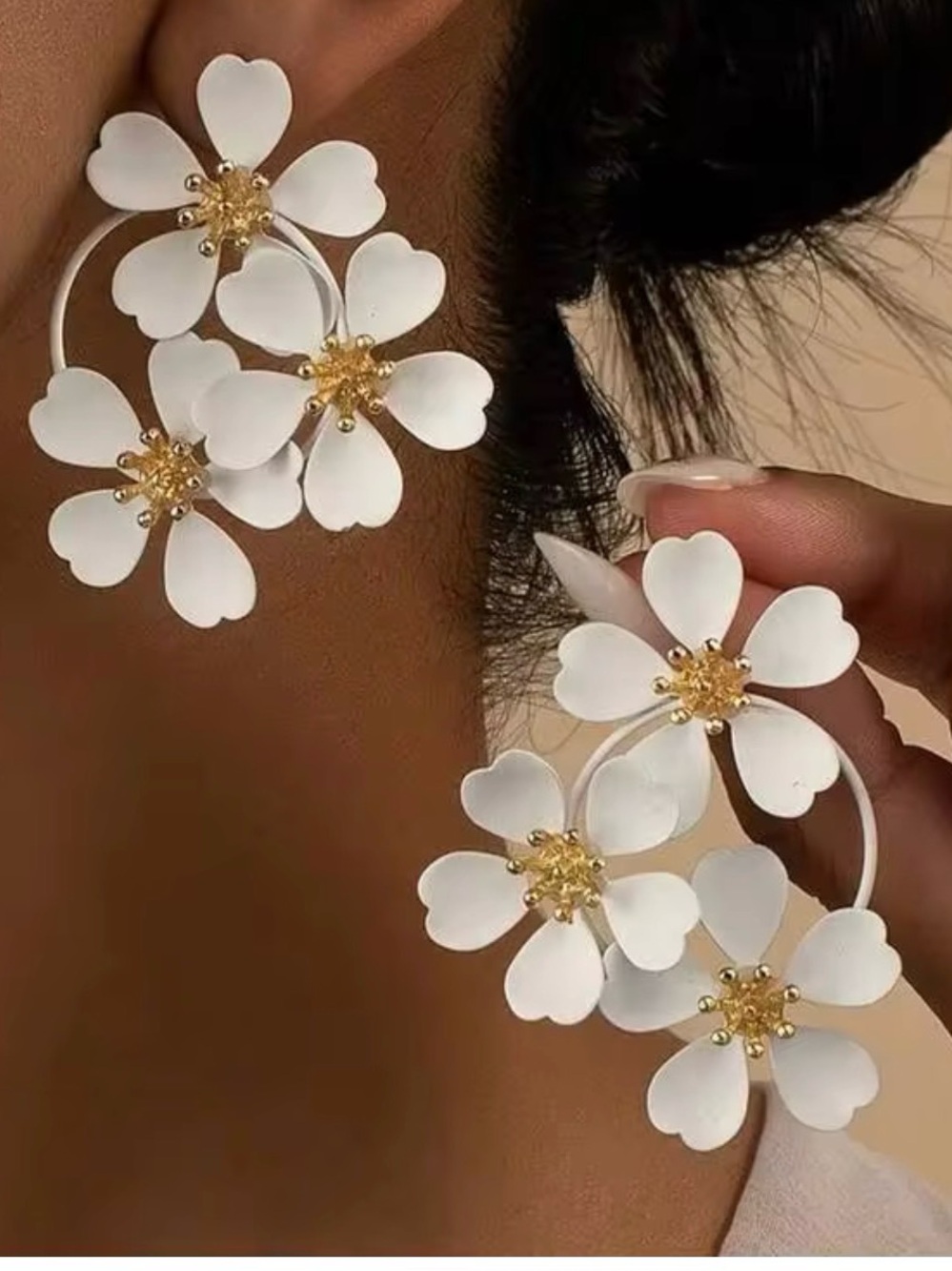 Gold Floral Earrings - Pack of Decorative Flower Earrings